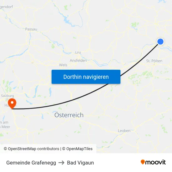Gemeinde Grafenegg to Bad Vigaun map