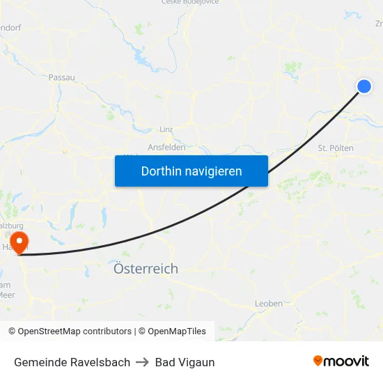 Gemeinde Ravelsbach to Bad Vigaun map