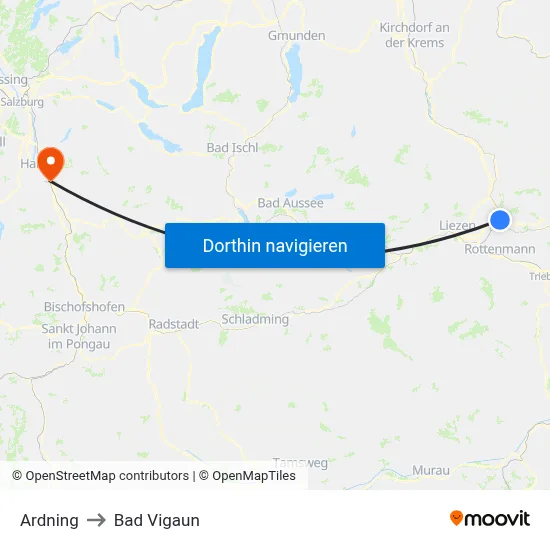 Ardning to Bad Vigaun map