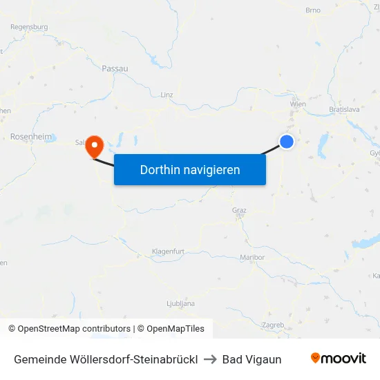 Gemeinde Wöllersdorf-Steinabrückl to Bad Vigaun map