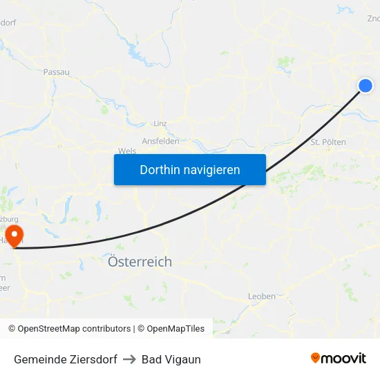 Gemeinde Ziersdorf to Bad Vigaun map