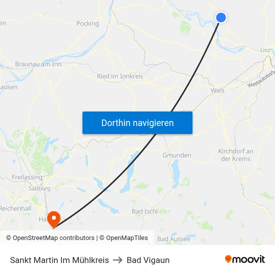 Sankt Martin Im Mühlkreis to Bad Vigaun map