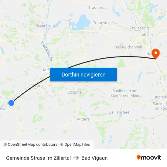 Gemeinde Strass Im Zillertal to Bad Vigaun map