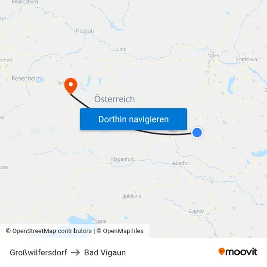 Großwilfersdorf to Bad Vigaun map