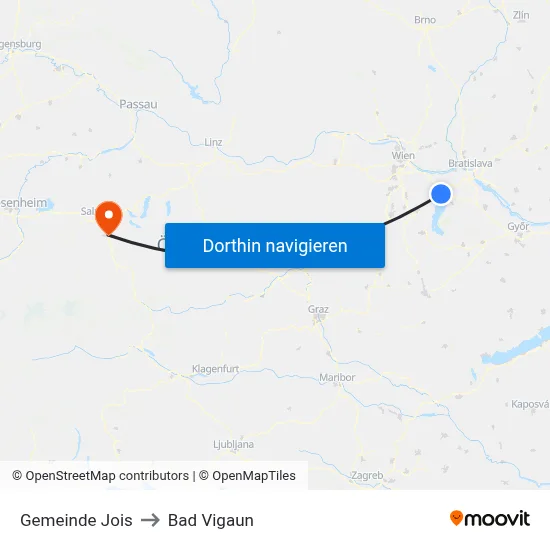 Gemeinde Jois to Bad Vigaun map
