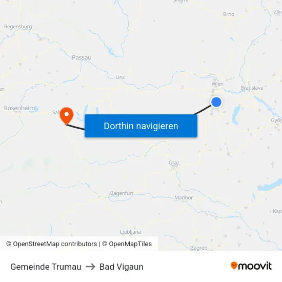Gemeinde Trumau to Bad Vigaun map