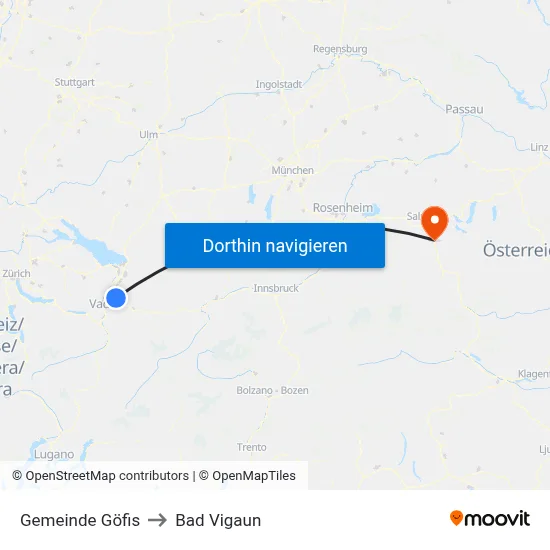 Gemeinde Göfis to Bad Vigaun map