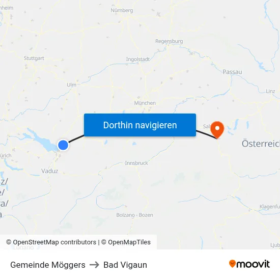 Gemeinde Möggers to Bad Vigaun map