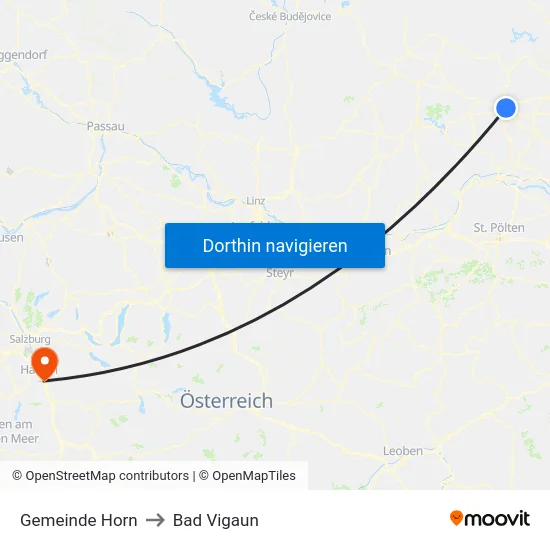 Gemeinde Horn to Bad Vigaun map