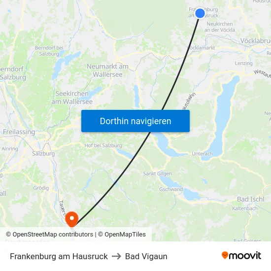 Frankenburg am Hausruck to Bad Vigaun map