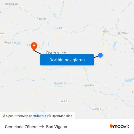 Gemeinde Zöbern to Bad Vigaun map