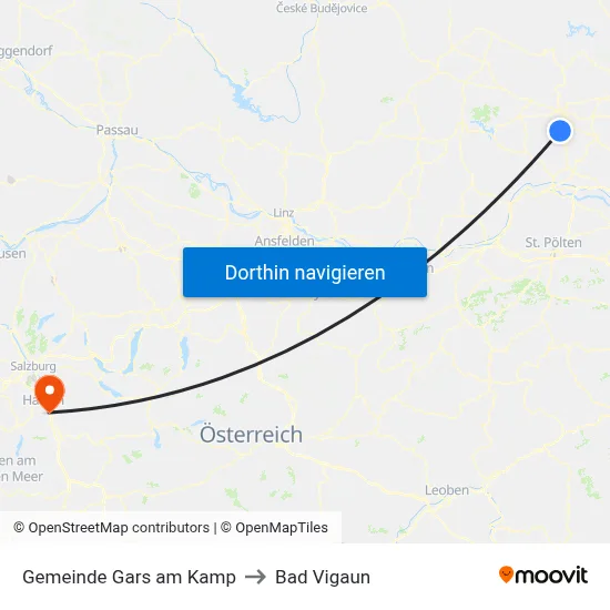 Gemeinde Gars am Kamp to Bad Vigaun map