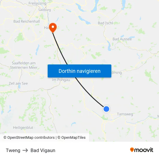 Tweng to Bad Vigaun map