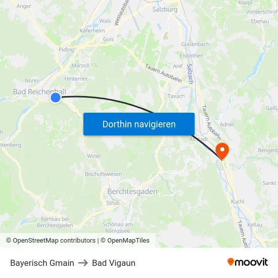 Bayerisch Gmain to Bad Vigaun map