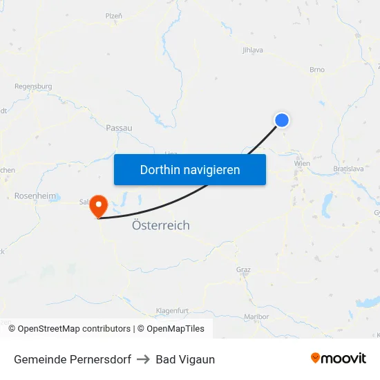 Gemeinde Pernersdorf to Bad Vigaun map