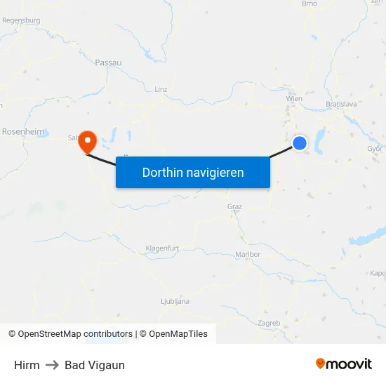 Hirm to Bad Vigaun map