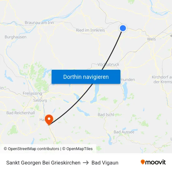 Sankt Georgen Bei Grieskirchen to Bad Vigaun map