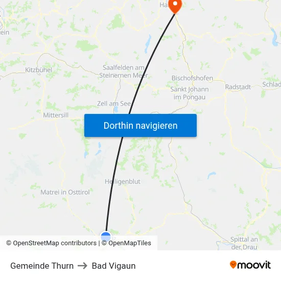 Gemeinde Thurn to Bad Vigaun map