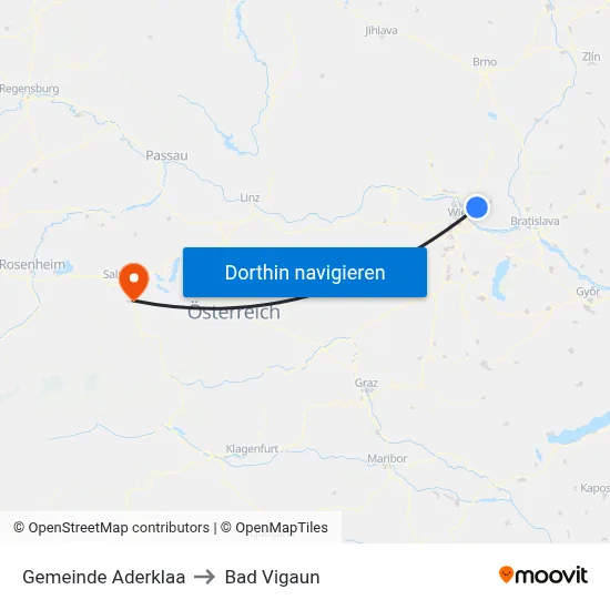 Gemeinde Aderklaa to Bad Vigaun map