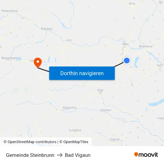 Gemeinde Steinbrunn to Bad Vigaun map