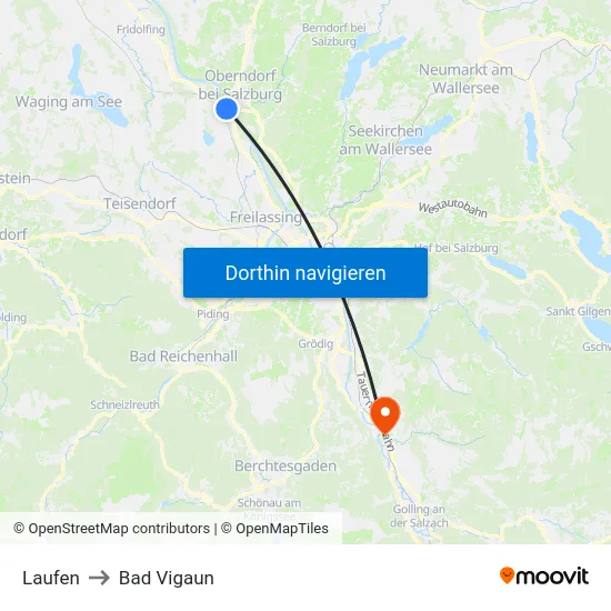 Laufen to Bad Vigaun map