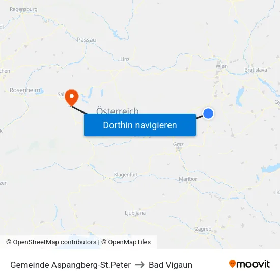 Gemeinde Aspangberg-St.Peter to Bad Vigaun map