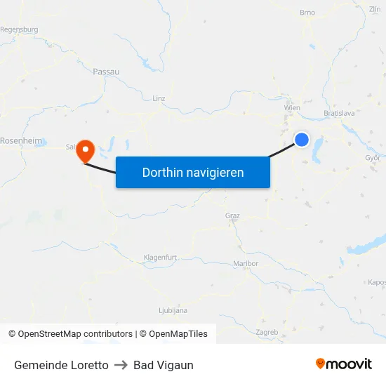 Gemeinde Loretto to Bad Vigaun map