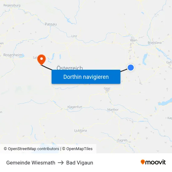 Gemeinde Wiesmath to Bad Vigaun map
