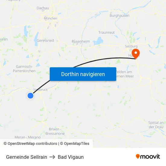 Gemeinde Sellrain to Bad Vigaun map