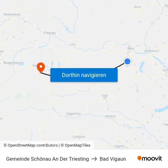 Gemeinde Schönau An Der Triesting to Bad Vigaun map