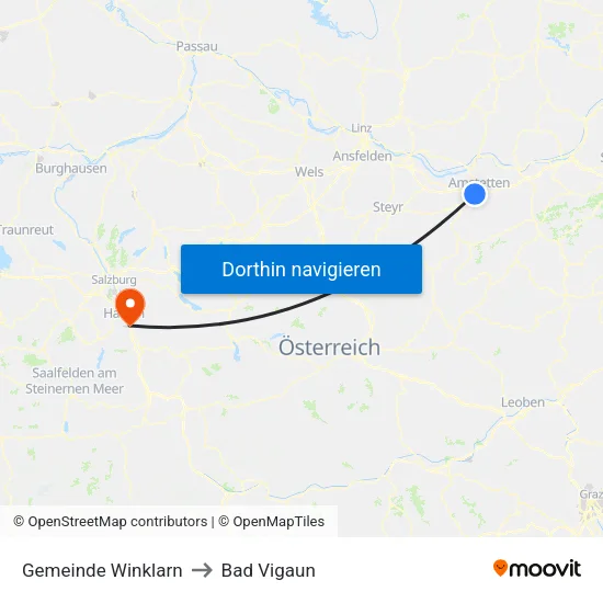 Gemeinde Winklarn to Bad Vigaun map