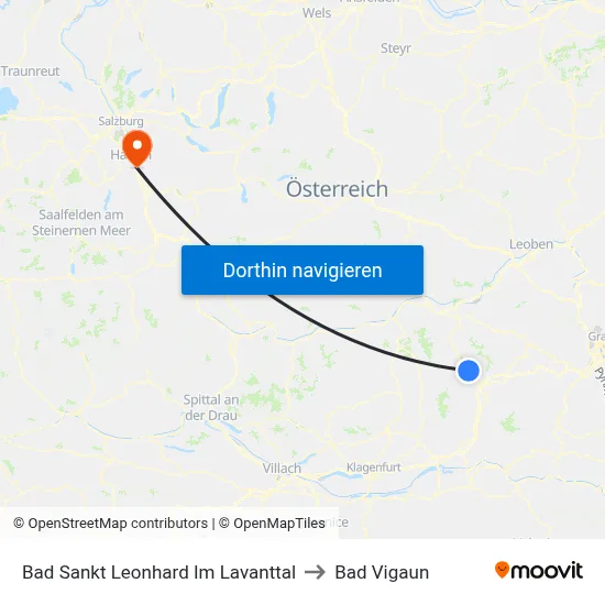 Bad Sankt Leonhard Im Lavanttal to Bad Vigaun map