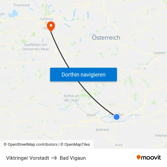 Viktringer Vorstadt to Bad Vigaun map