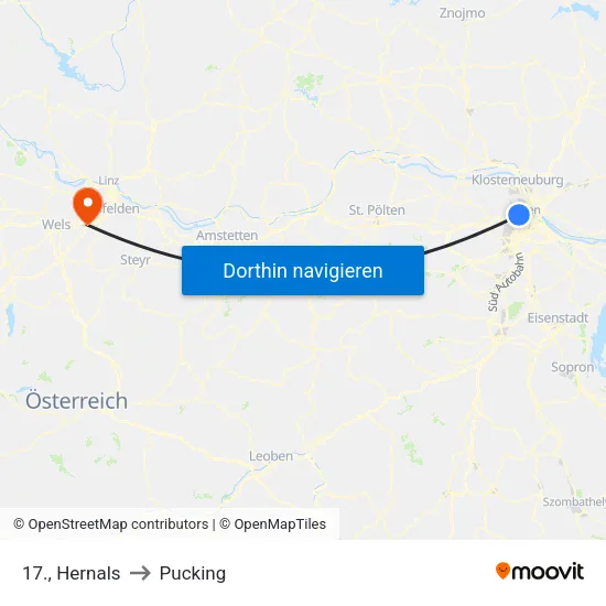 17., Hernals to Pucking map