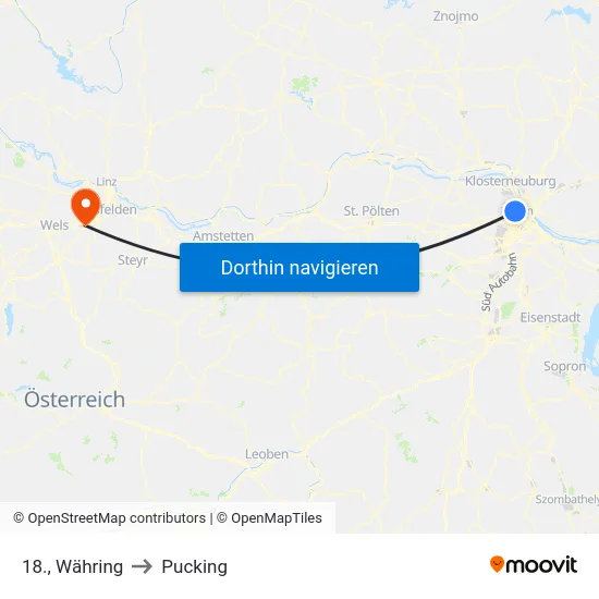 18., Währing to Pucking map
