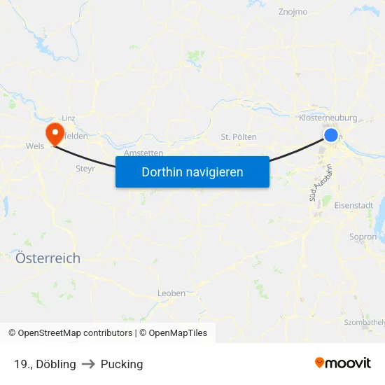 19., Döbling to Pucking map