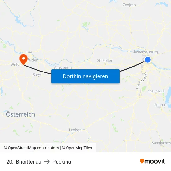 20., Brigittenau to Pucking map