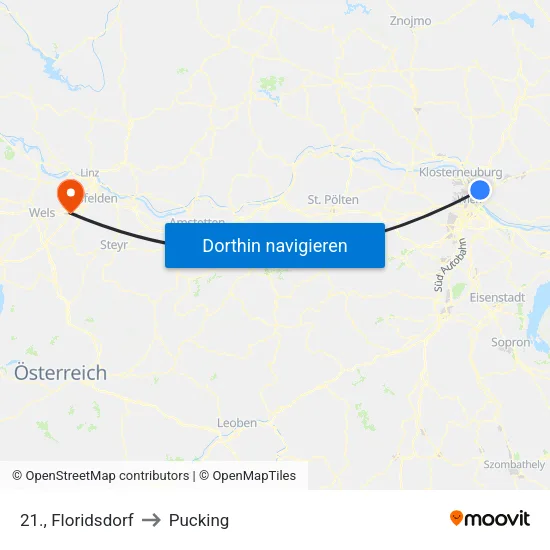 21., Floridsdorf to Pucking map