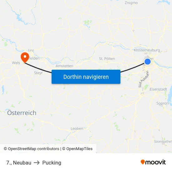 7., Neubau to Pucking map