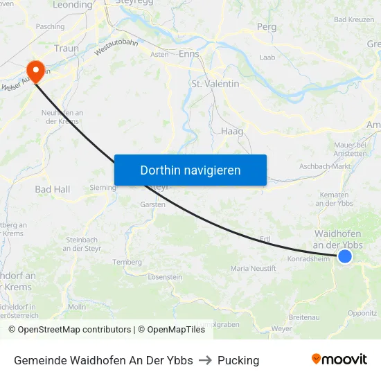 Gemeinde Waidhofen An Der Ybbs to Pucking map