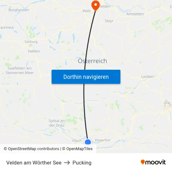 Velden am Wörther See to Pucking map