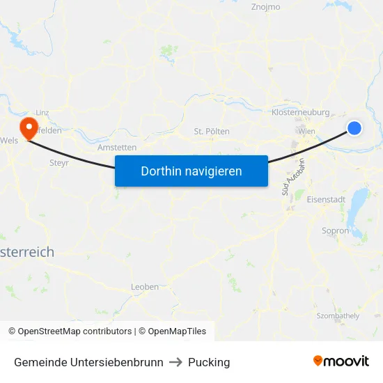 Gemeinde Untersiebenbrunn to Pucking map