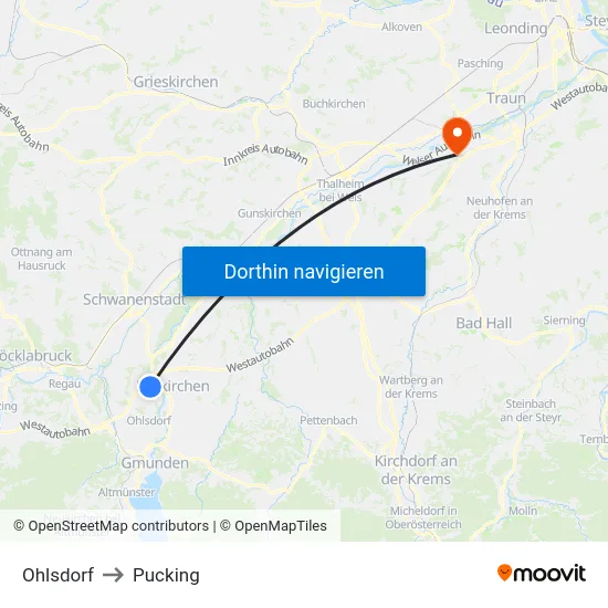 Ohlsdorf to Pucking map