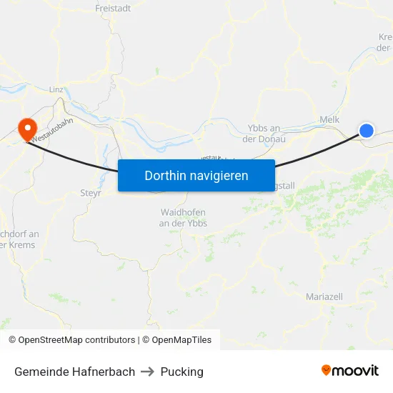Gemeinde Hafnerbach to Pucking map