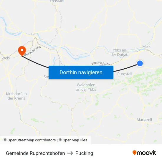 Gemeinde Ruprechtshofen to Pucking map