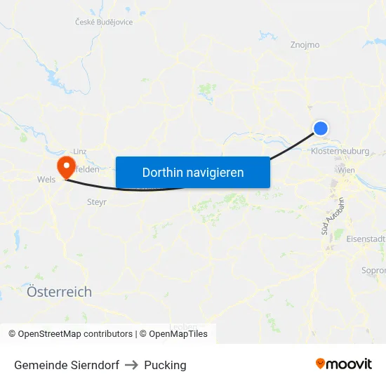 Gemeinde Sierndorf to Pucking map