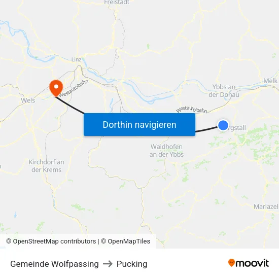 Gemeinde Wolfpassing to Pucking map