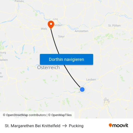 St. Margarethen Bei Knittelfeld to Pucking map