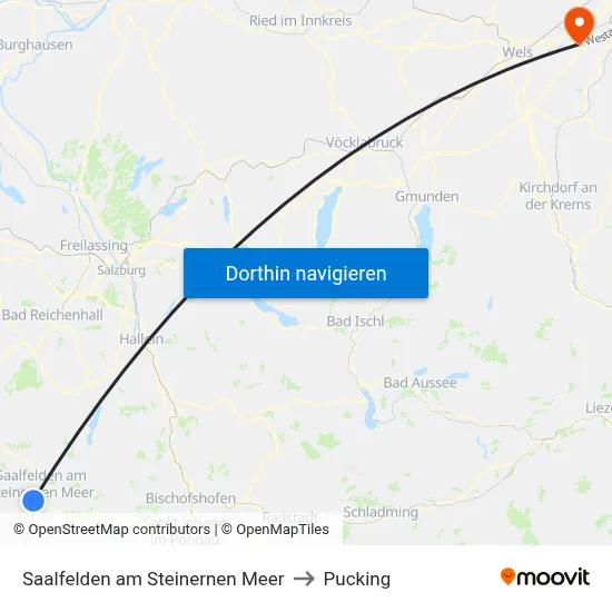 Saalfelden am Steinernen Meer to Pucking map