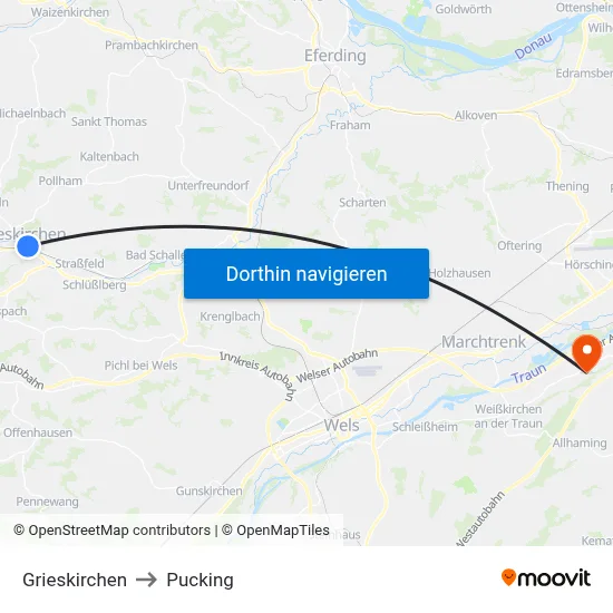 Grieskirchen to Pucking map